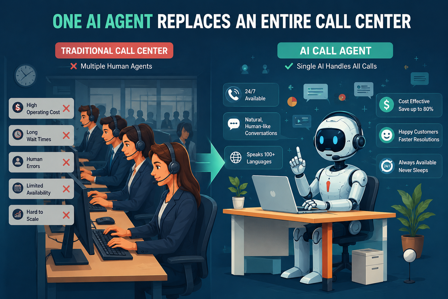 Replace traditional call center with AI